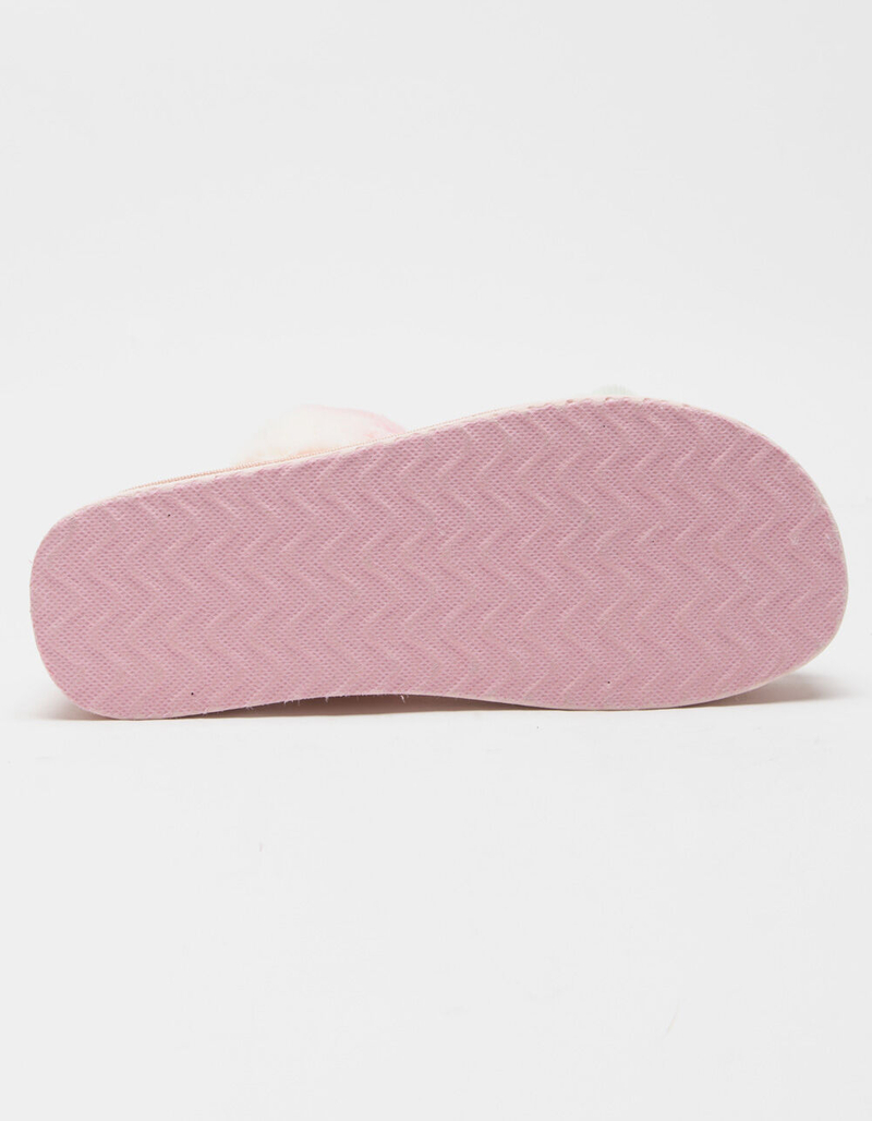 SODA Dual Strap Faux Fur Womens Flatform Sandals image number 2