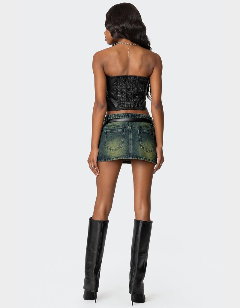 EDIKTED Riviere Washed Denim Mini Skirt image number 3