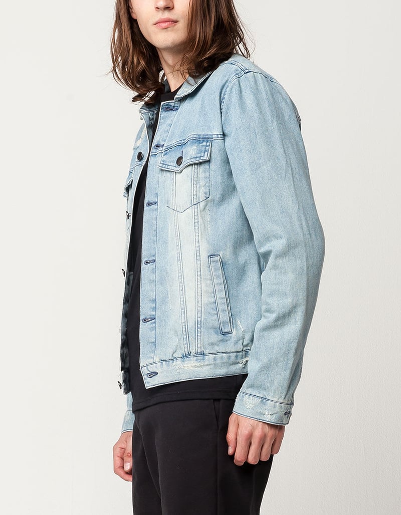 ELWOOD Truck Stop Mens Ripped Denim Jacket image number 2