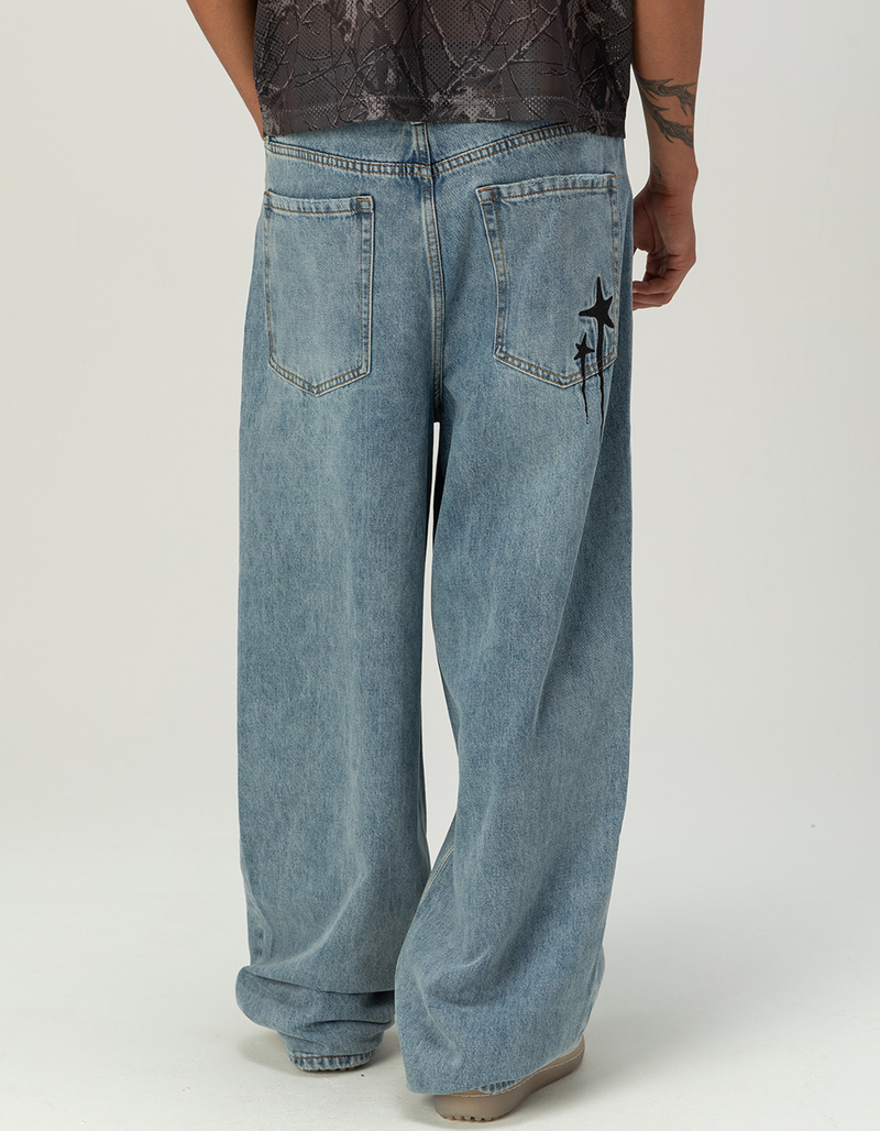 RSQ Mens Extra Baggy Embroidered Jeans image number 3