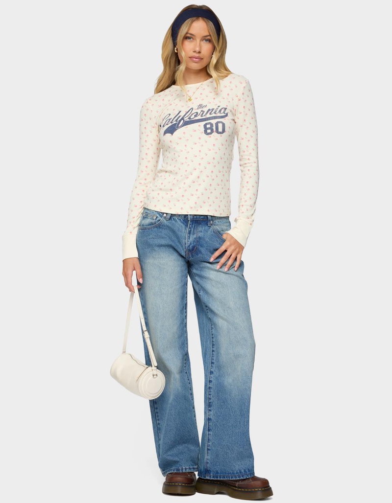 EDIKTED Cali Floral Ribbed Long Sleeve Tee image number 4