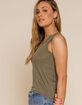 FREE PEOPLE U Neck Womens Olive Tank Top image number 2