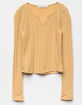 FULL TILT Notch Neck Girls Mustard Top image number 1