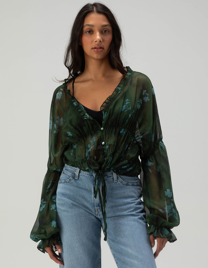 WEST OF MELROSE Printed Womens Blouse image number 0
