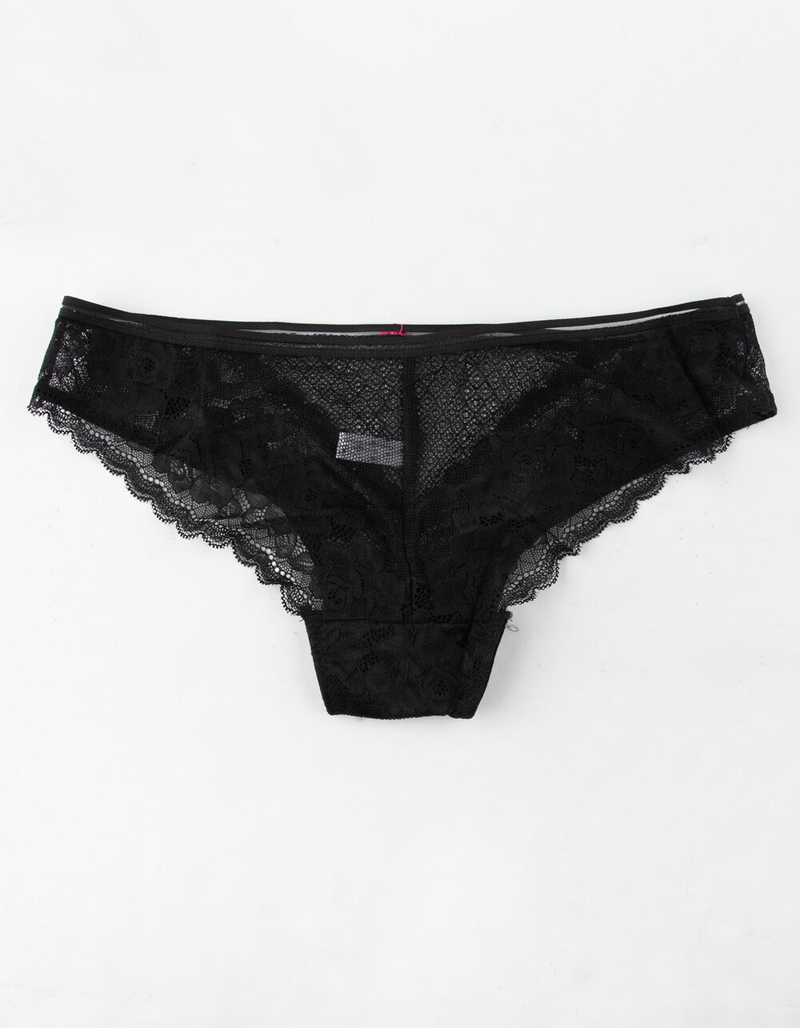 FULL TILT Flower Lace Black Bikini Panties image number 1