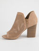 SODA Double Notch Peep Toe Perforated Natural Womens Heeled Booties image number 3