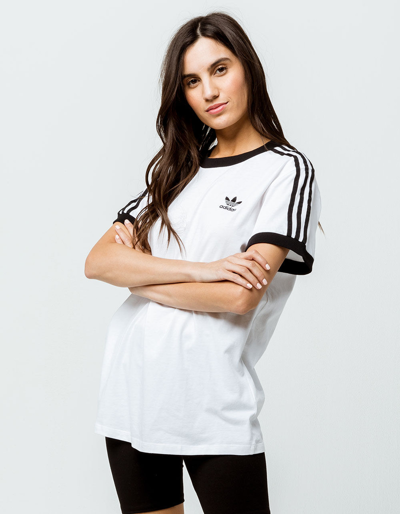 ADIDAS 3 Stripes White Womens Ringer Tee image number 1