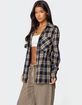 EDIKTED Plaid Flannel Button Up Shirt image number 3