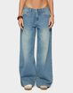 EDIKTED Graphic Vintage Washed Low Rise Jeans image number 1
