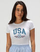 SOCCER USA Wings Womens Baby Tee image number 1