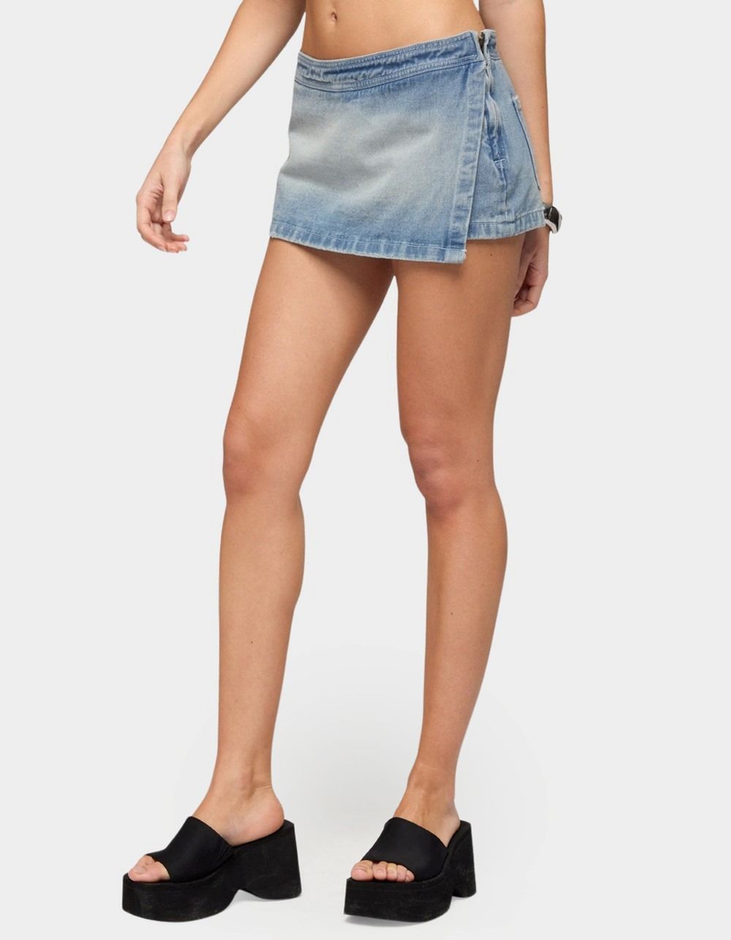 EDIKTED Roswin Wrap Denim Mini Skort image number 1