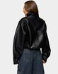 EDIKTED Jaicee High Neck Oversized Faux Leather Jacket image number 3