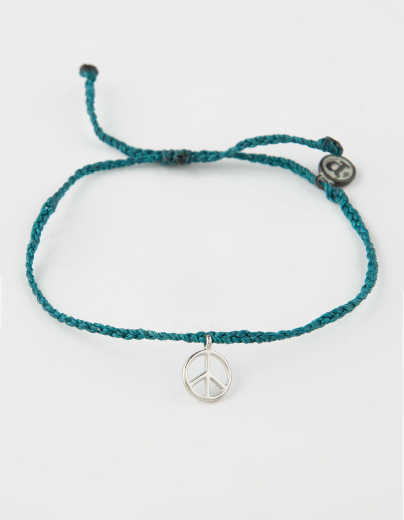 PURA VIDA Silver Peace Sign Green Bracelet image number 0