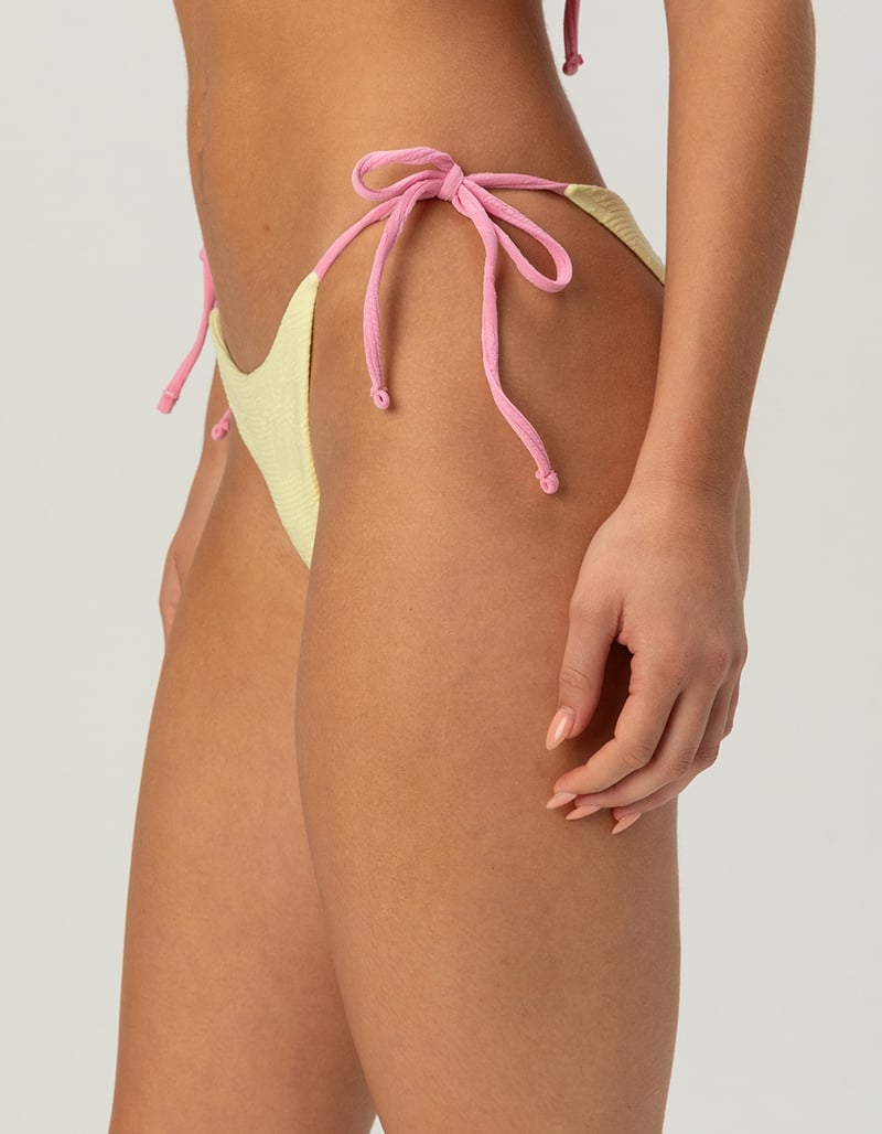 FULL TILT Texture Cheeky Tie Side Bikini Bottoms image number 2