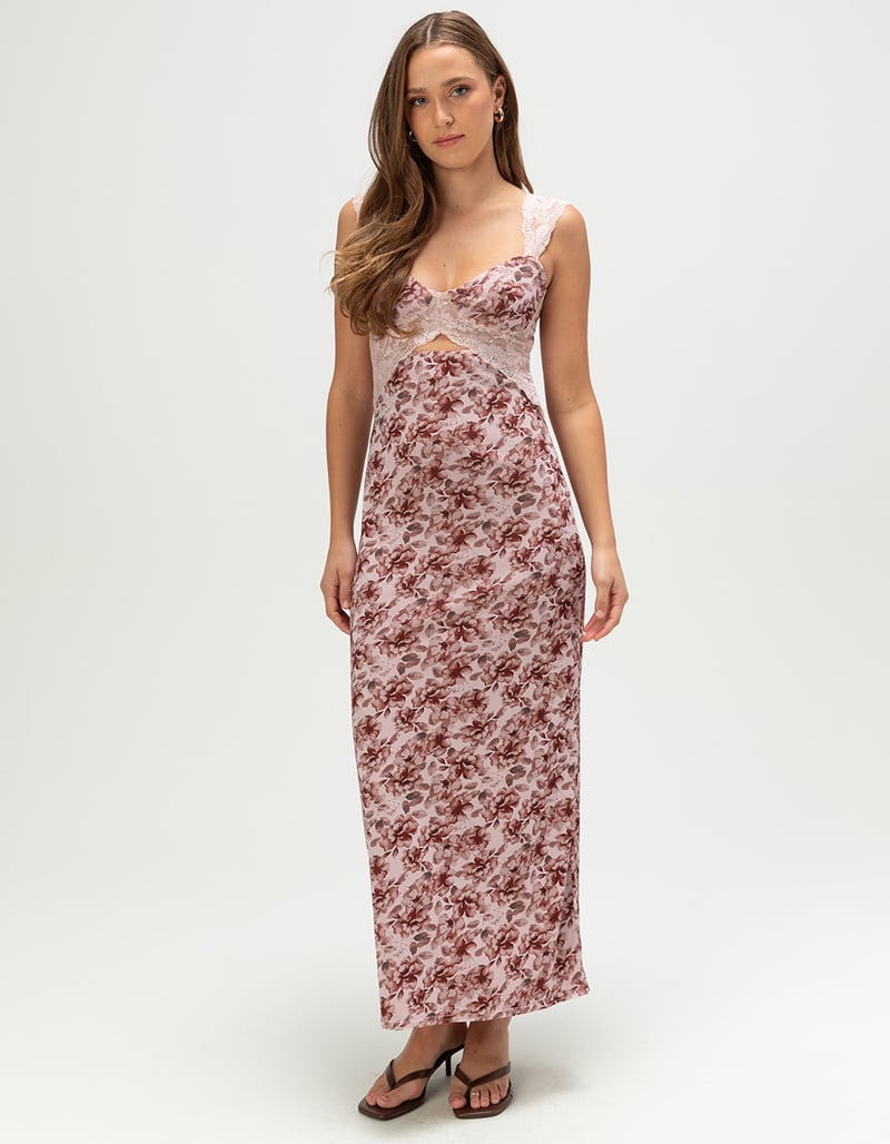 FULL TILT Floral Mesh Womens Maxi Dress image number 0