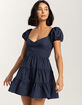 DEE ELLY Puff Sleeve Womens Babydoll Dress image number 1