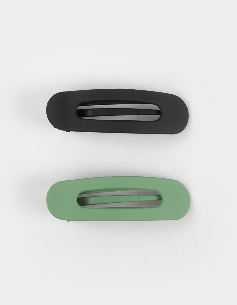 FULL TILT 2 Pack Flat Oval Rubberized Hair Clips image number 0