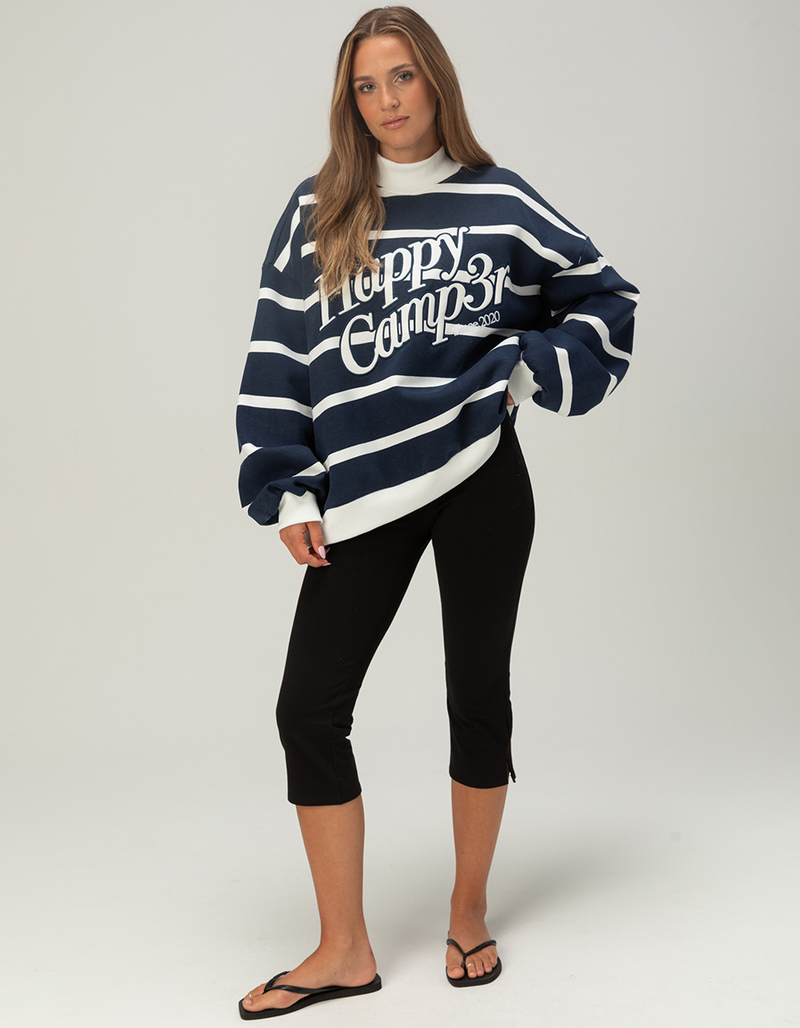 HAPPY CAMP3R Stripe Womens Mock Neck Sweatshirt image number 4