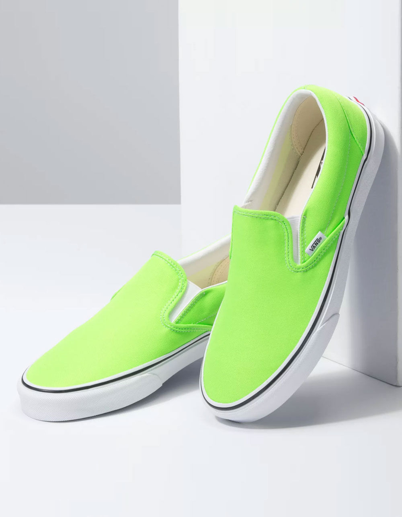 VANS Neon Slip-On Womens Green Gecko Shoes image number 2