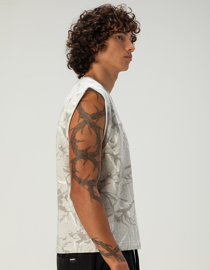RSQ Mens Washed Crop Muscle Tee image number 4