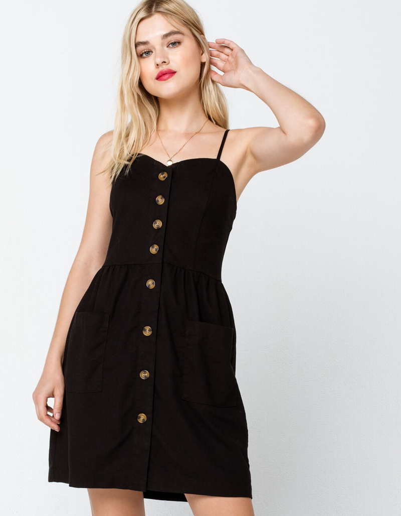 CI SONO Button Front Black Dress image number 0