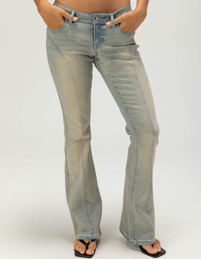WEST OF MELROSE Womens Ultra Low Rise Seam Bootcut Jeans image number 1