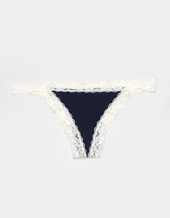 FULL TILT Rib Lace Trim Thong Primary Image