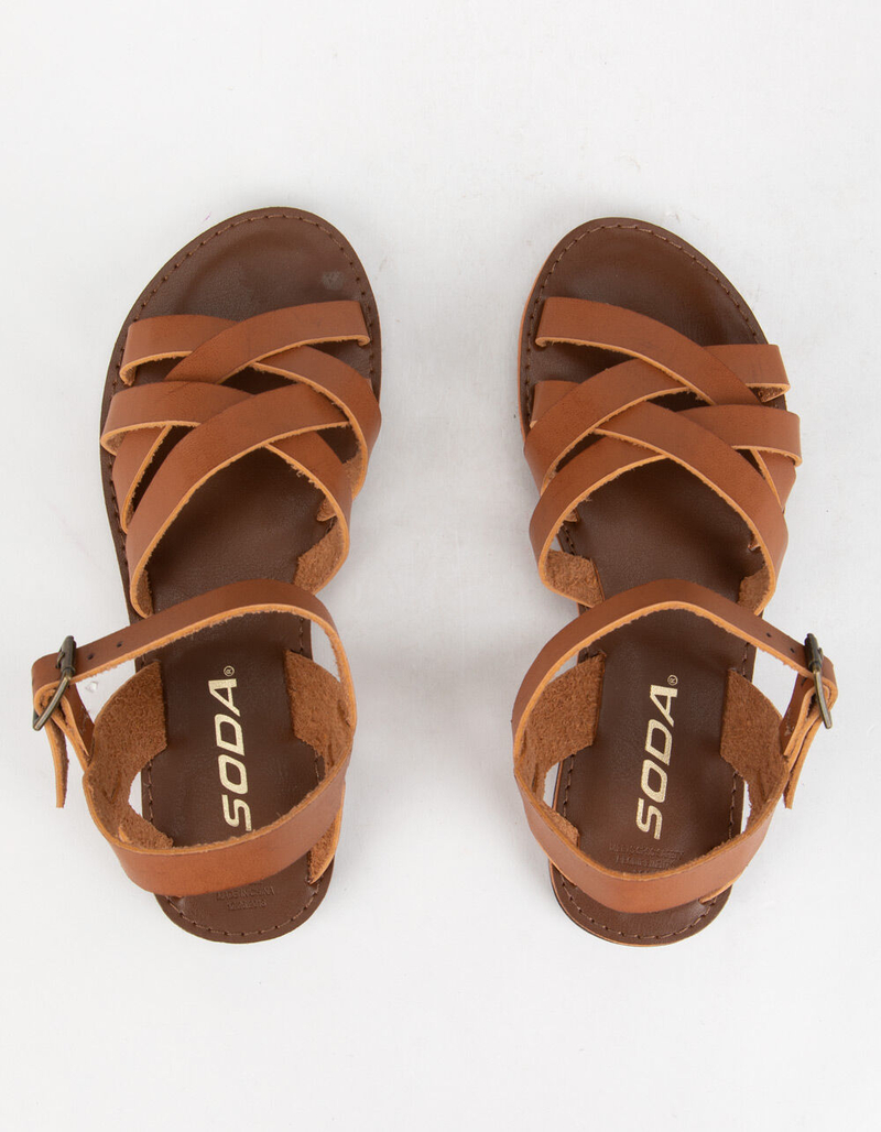 SODA Multi Strap Girls Tan Sandals image number 4