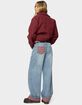 EDIKTED Plaid Cuffed Low Rise Baggy Jeans image number 4