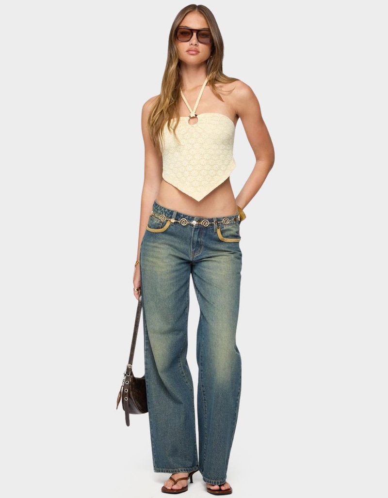 EDIKTED Alana Floral Handkerchief Halter Top image number 4