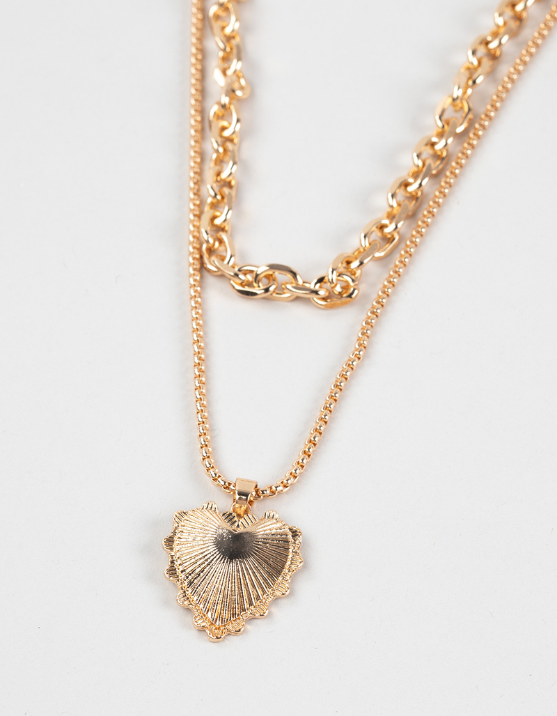 FULL TILT Layered Heart Chain Necklace image number 1