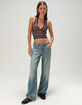 WEST OF MELROSE Stripe Sequin Womens Halter Top image number 2