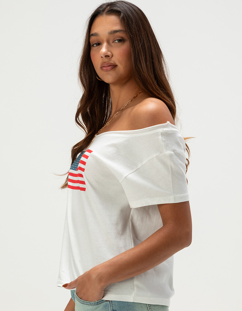 RSQ Womens American Flag Off The Shoulder Top image number 2