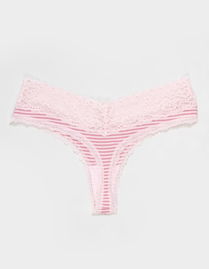 FULL TILT Stretch Cotton Lace Trim Thong image number 1