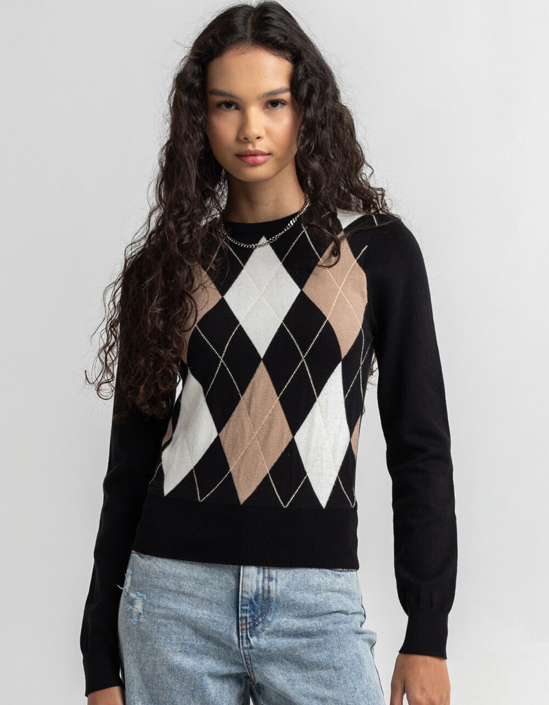 LOVE TREE Argyle Womens Sweater image number 0