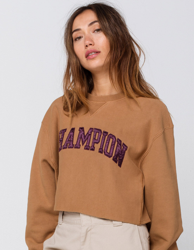 CHAMPION Crop Vintage Wash Womens Crew Sweatshirt image number 1