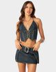 EDIKTED Elara Washed Denim Lace Up Corset image number 1