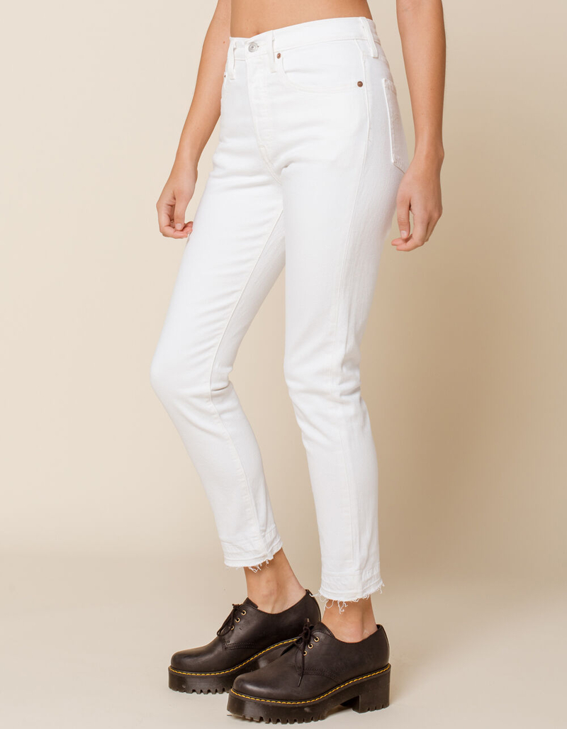 LEVI'S 501 Womens White Stretch Skinny Jeans image number 2