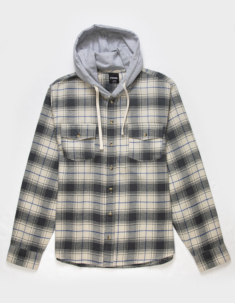 RSQ Mens Plaid Hooded Flannel image number 1