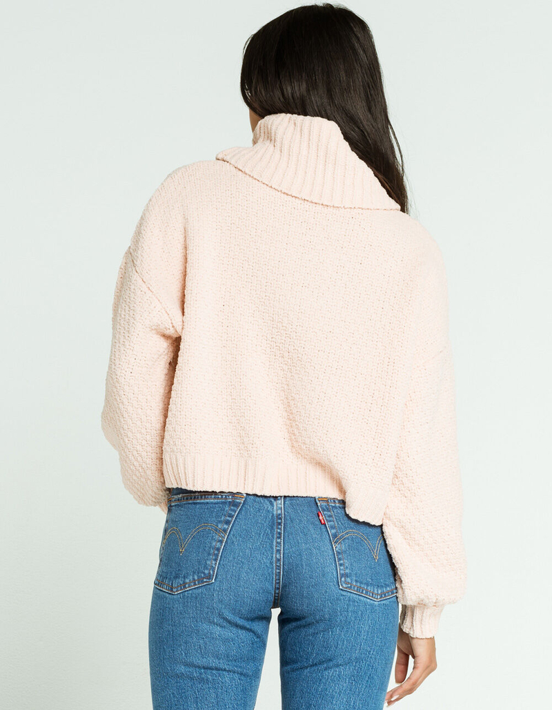 SKY AND SPARROW Chenille Cowl Neck Womens Light Pink Sweater image number 2