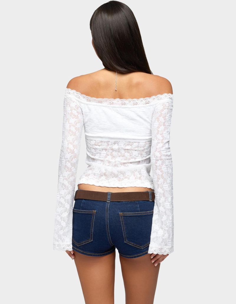 EDIKTED Built In Bra Off Shoulder Lace Top image number 2