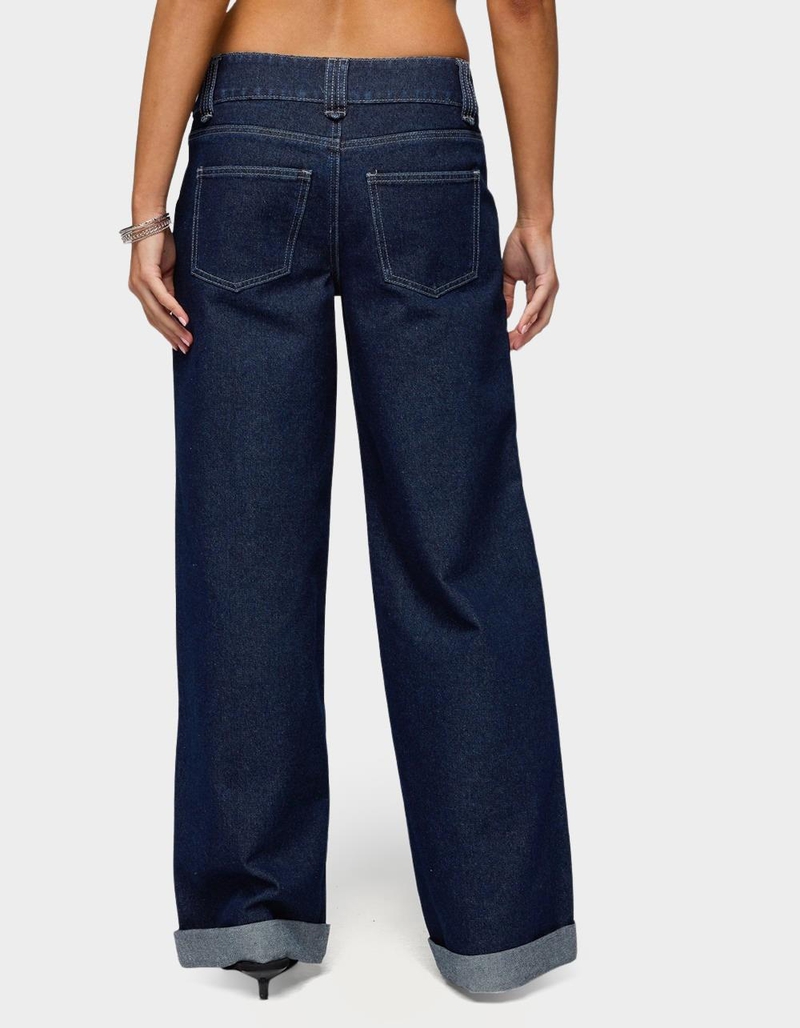 EDIKTED Cuffed Low Rise Straight Leg Jeans image number 2
