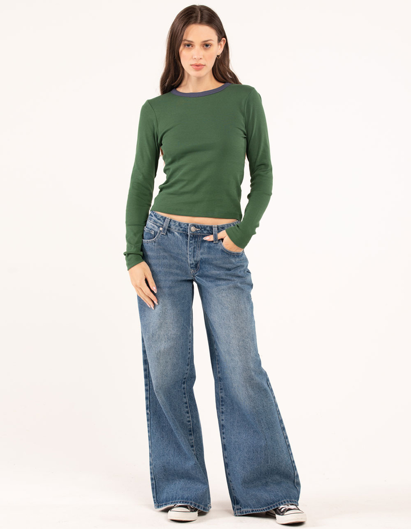 FULL TILT Solid Ringer Womens Tee image number 3