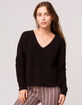 FULL TILT Essentials V-Neck Dolman Black Womens Crop Sweater image number 1