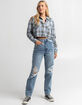 RSQ Womens Jewel Tone Plaid Crop Flannel image number 4