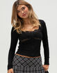 RSQ Womens Button Front Lace Trim Top image number 1