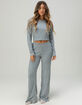 FULL TILT Pointelle Floral Lace Trim Long Sleeve Tee image number 2