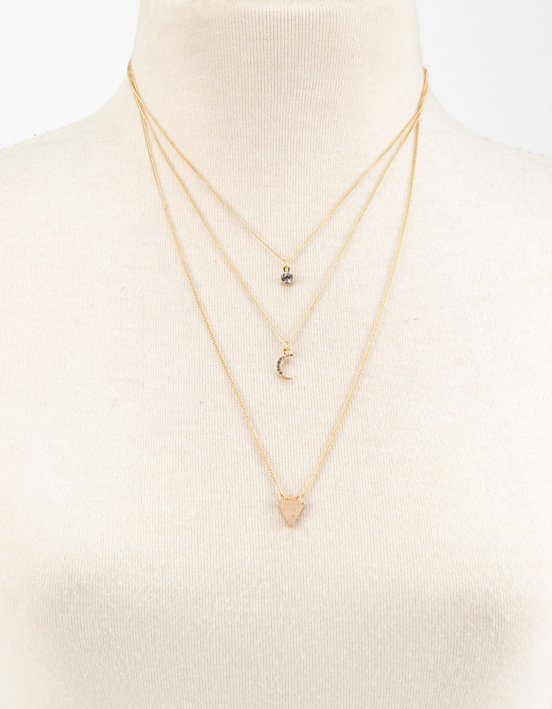 FULL TILT Moon & Triangle Layered Necklace image number 1