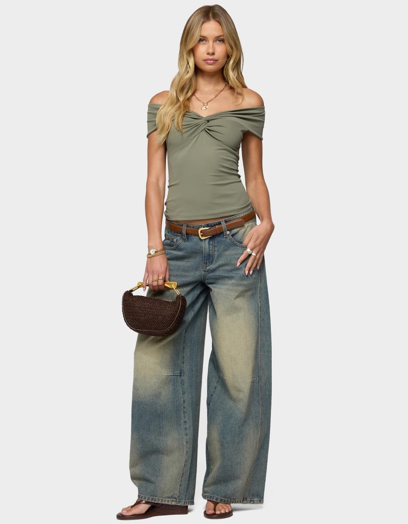 EDIKTED Twisted Front Off Shoulder Top image number 4