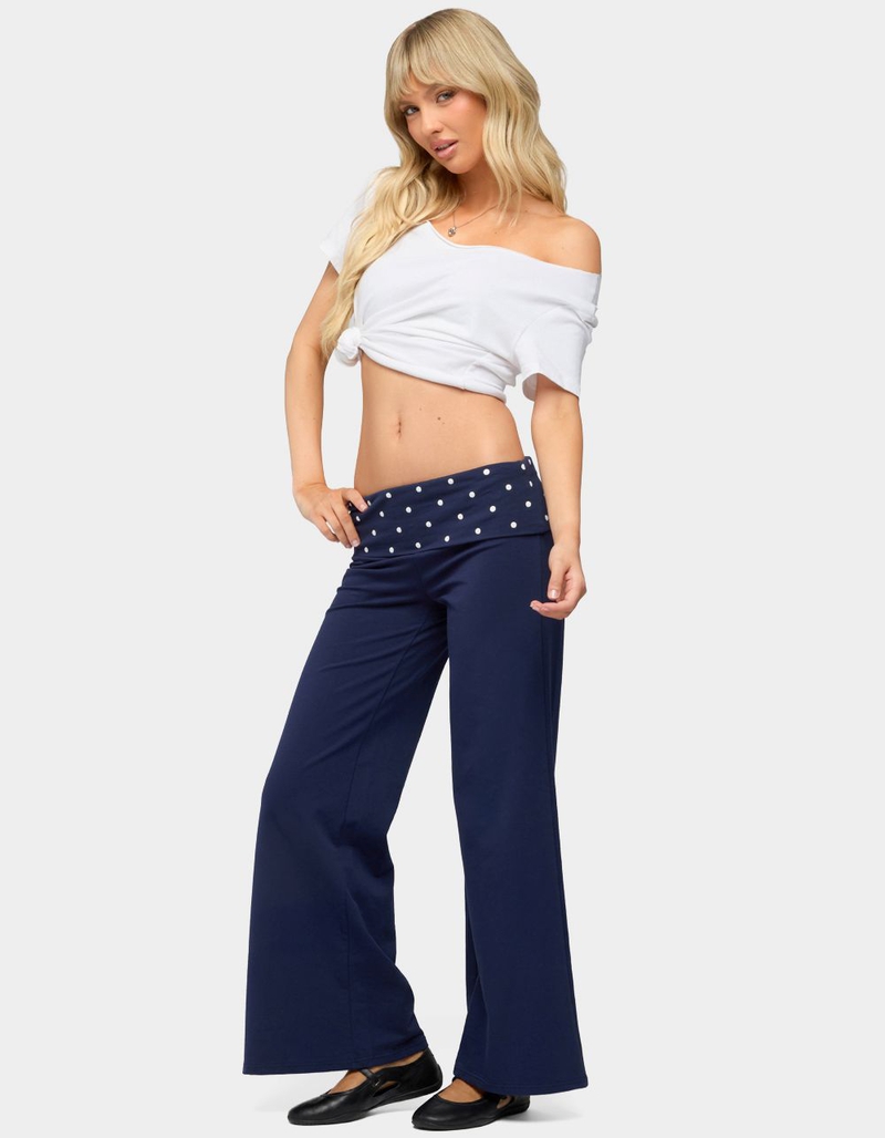 EDIKTED Petite Reeva Polka Dot Foldover Pants image number 3